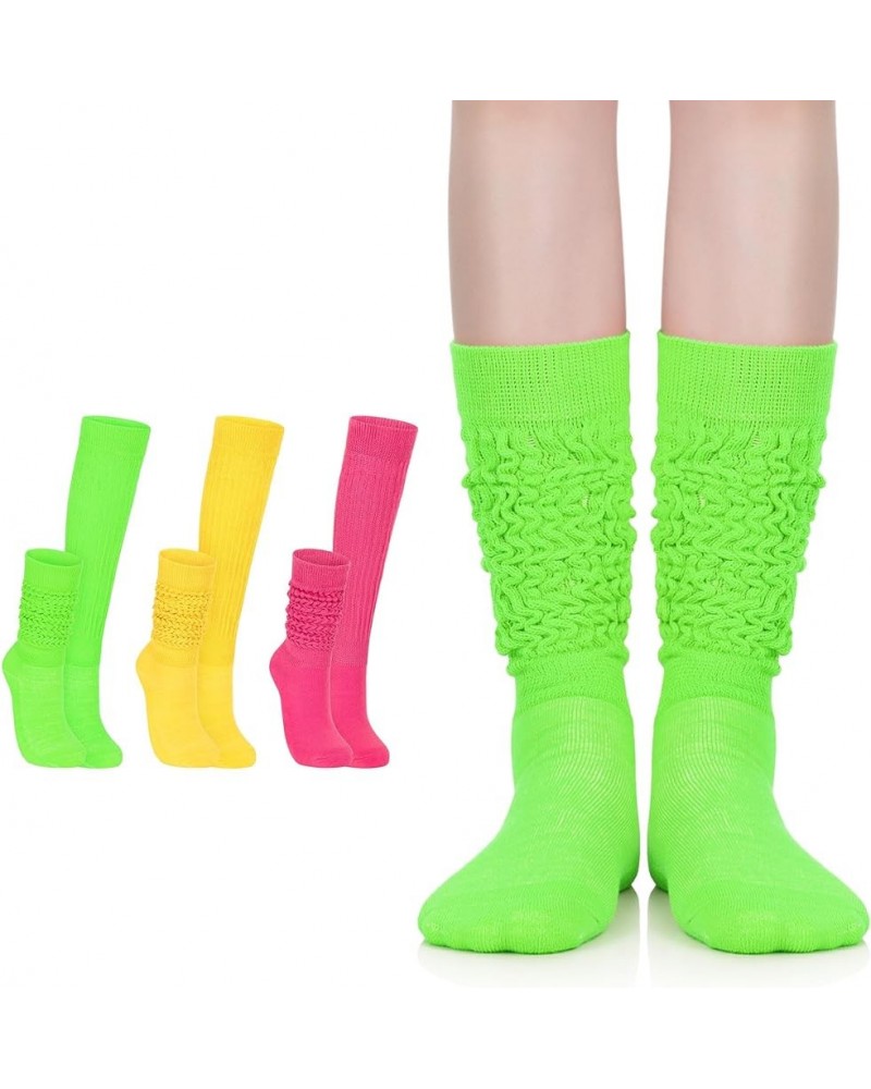 Slouch Socks Women Scrunch Socks Heavy Soft Extra Long Winter Socks Knee High Knit Boot Socks 80s 90s Socks Rose Red & Green ...