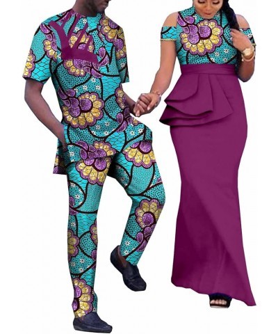 African Print Dresses for Women Match Men Ankara Outfits Top and Pants Sets Bazin Riche African Couple Clothes Party Men 724 ...