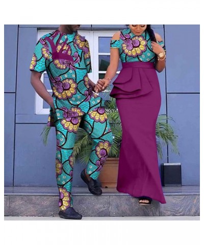 African Print Dresses for Women Match Men Ankara Outfits Top and Pants Sets Bazin Riche African Couple Clothes Party Men 724 ...