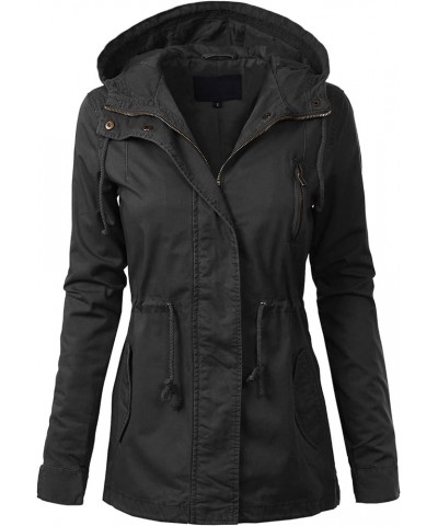 Women's Lightweight Military Safari Anorak Utility Junior Fit Hoodie Jacket Black (Junior Fit) $23.96 Jackets