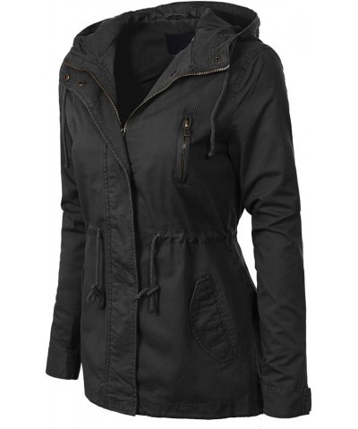 Women's Lightweight Military Safari Anorak Utility Junior Fit Hoodie Jacket Black (Junior Fit) $23.96 Jackets