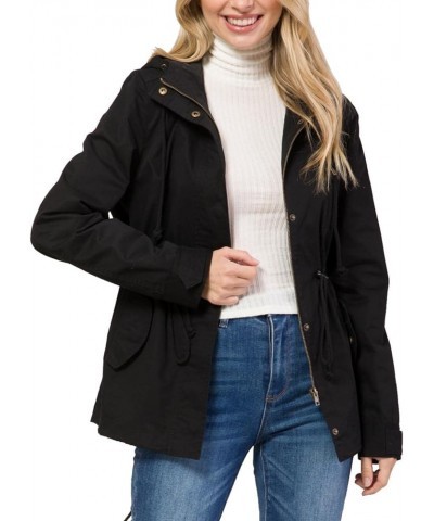 Women's Lightweight Military Safari Anorak Utility Junior Fit Hoodie Jacket Black (Junior Fit) $23.96 Jackets