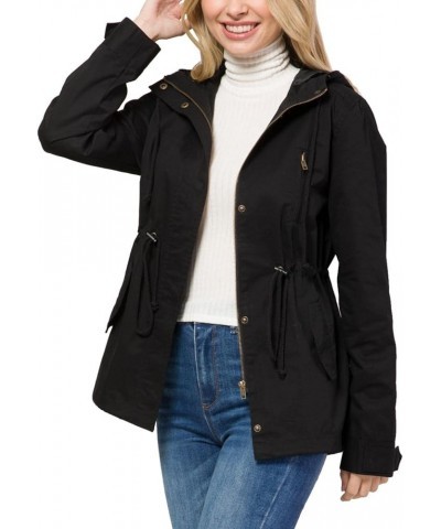 Women's Lightweight Military Safari Anorak Utility Junior Fit Hoodie Jacket Black (Junior Fit) $23.96 Jackets