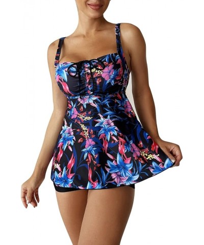 Tankini Swimsuits for Women Two Piece Bathing Suits Floral Print Tank Top with Boyshorts Tummy Control Swimming Suits C2-b $4...