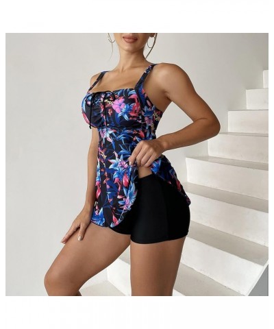 Tankini Swimsuits for Women Two Piece Bathing Suits Floral Print Tank Top with Boyshorts Tummy Control Swimming Suits C2-b $4...