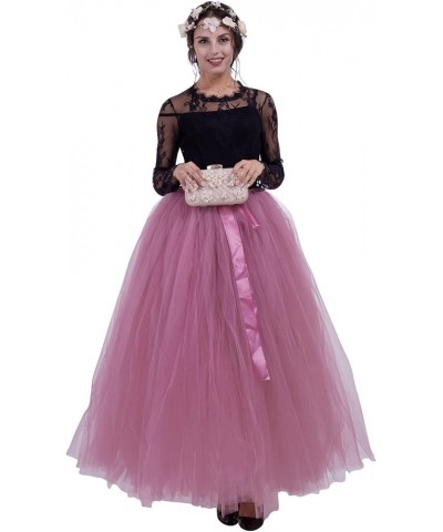 Women's A Line Pleated Long Maxi Tutu Tulle Party Skirts Dustypink $18.86 Skirts