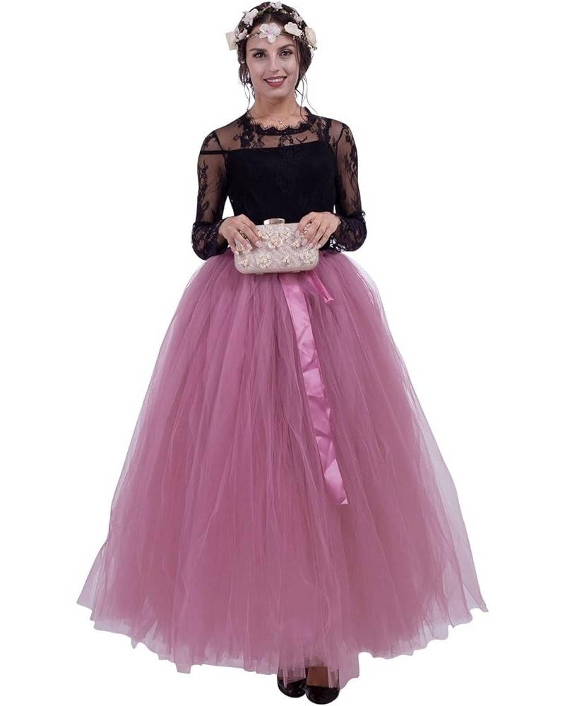 Women's A Line Pleated Long Maxi Tutu Tulle Party Skirts Dustypink $18.86 Skirts