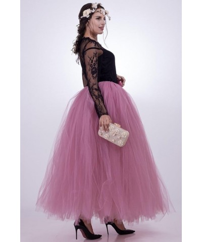 Women's A Line Pleated Long Maxi Tutu Tulle Party Skirts Dustypink $18.86 Skirts