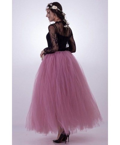 Women's A Line Pleated Long Maxi Tutu Tulle Party Skirts Dustypink $18.86 Skirts