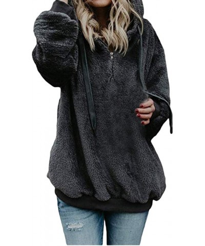 Womens Sweatshirt, Fashion Comfy Soft Cute Hooded Winter Warm Zipper Pocket Pullover Za-dark-gray $7.44 Sleep & Lounge