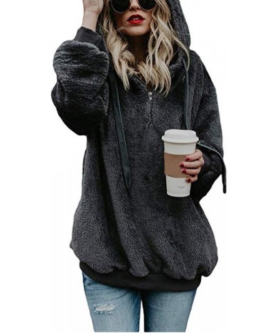 Womens Sweatshirt, Fashion Comfy Soft Cute Hooded Winter Warm Zipper Pocket Pullover Za-dark-gray $7.44 Sleep & Lounge