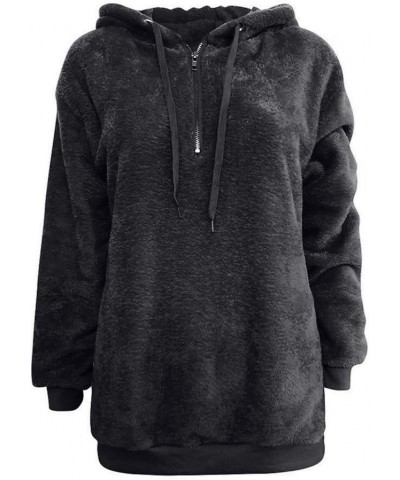 Womens Sweatshirt, Fashion Comfy Soft Cute Hooded Winter Warm Zipper Pocket Pullover Za-dark-gray $7.44 Sleep & Lounge