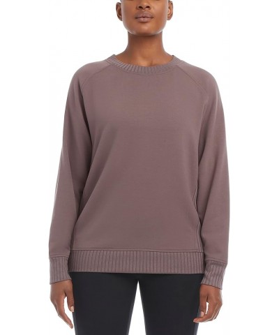 Women's Oversized Rib Detail Pullover Crew Plum Truffle $10.07 Activewear