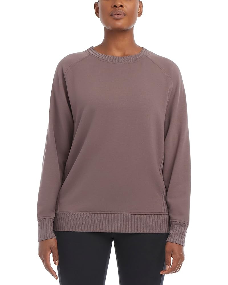 Women's Oversized Rib Detail Pullover Crew Plum Truffle $10.07 Activewear