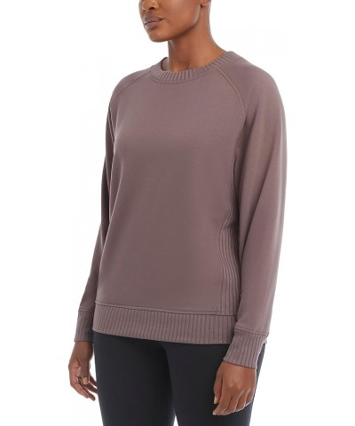 Women's Oversized Rib Detail Pullover Crew Plum Truffle $10.07 Activewear