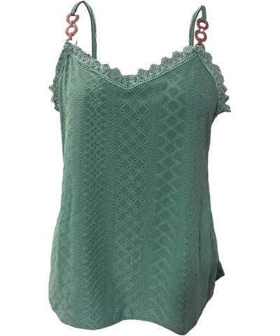 Tank Top for Women Beach V Neck Sleeveless Tops Sexy Plus Size Lace Blouse Eyelet Embroidery Casual Summer Clothes Army Green...