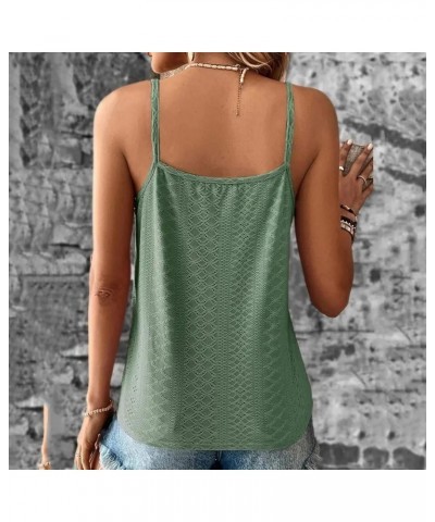 Tank Top for Women Beach V Neck Sleeveless Tops Sexy Plus Size Lace Blouse Eyelet Embroidery Casual Summer Clothes Army Green...