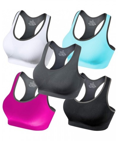 Padded Racerback Sports Bras for Women High Impact Workout Yoga Gym Activewear Fitness Bra Black Grey White Blue Pink $17.64 ...