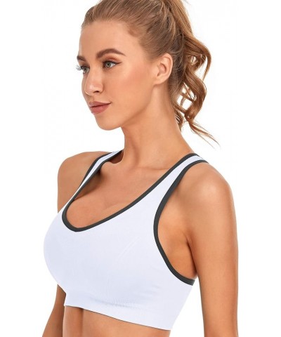 Padded Racerback Sports Bras for Women High Impact Workout Yoga Gym Activewear Fitness Bra Black Grey White Blue Pink $17.64 ...