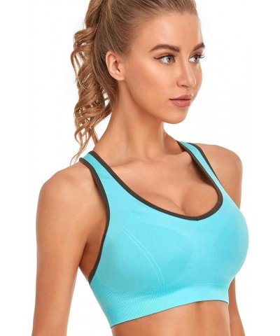 Padded Racerback Sports Bras for Women High Impact Workout Yoga Gym Activewear Fitness Bra Black Grey White Blue Pink $17.64 ...