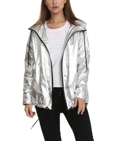 Women's Waterproof Rain Lightweight Hood, Trench Long Outdoor Active Hiking Windbreaker Coat, Silver, XX-Large $20.40 Coats