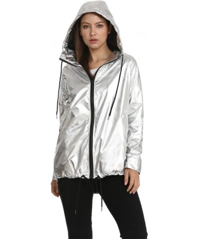 Women's Waterproof Rain Lightweight Hood, Trench Long Outdoor Active Hiking Windbreaker Coat, Silver, XX-Large $20.40 Coats