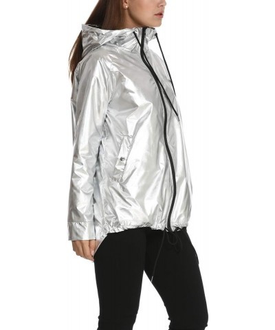 Women's Waterproof Rain Lightweight Hood, Trench Long Outdoor Active Hiking Windbreaker Coat, Silver, XX-Large $20.40 Coats