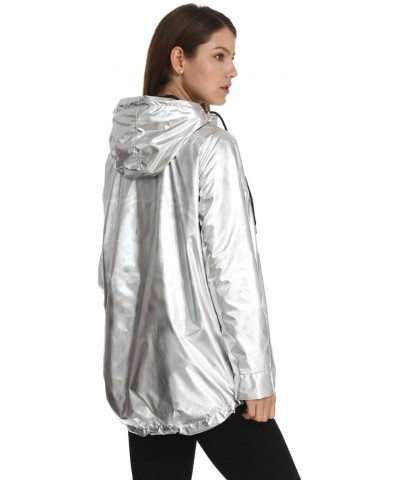 Women's Waterproof Rain Lightweight Hood, Trench Long Outdoor Active Hiking Windbreaker Coat, Silver, XX-Large $20.40 Coats