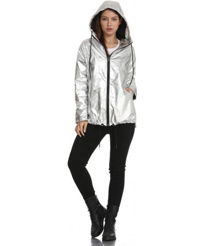 Women's Waterproof Rain Lightweight Hood, Trench Long Outdoor Active Hiking Windbreaker Coat, Silver, XX-Large $20.40 Coats