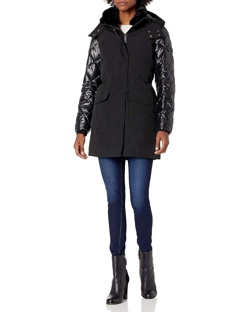 Womens Zip Front Polyfill Anorack Parka Black $41.55 Jackets