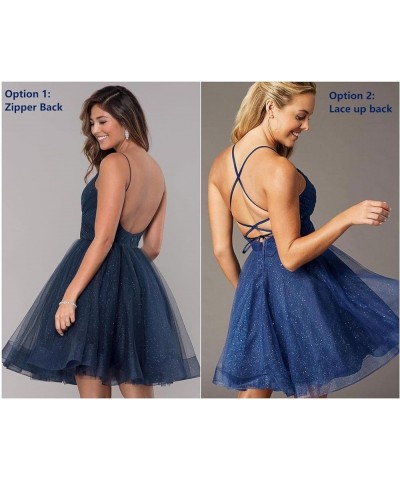 Short V-Neck Tulle Homecoming Dresses Sparkly for Teens Spaghetti Straps Cocktail Dresses WD039 Red $33.91 Dresses