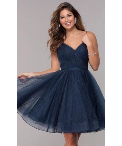 Short V-Neck Tulle Homecoming Dresses Sparkly for Teens Spaghetti Straps Cocktail Dresses WD039 Red $33.91 Dresses