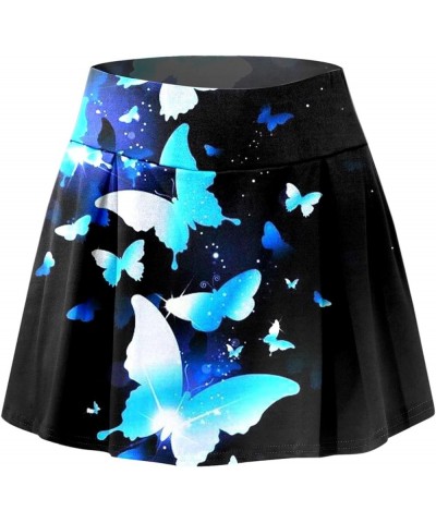 Womens Daily Casual Workout Printed Skirt Tennis Yoga Sport Active Skirt Shorts Skirt Laye Skirt Blue-3 $7.89 Skirts