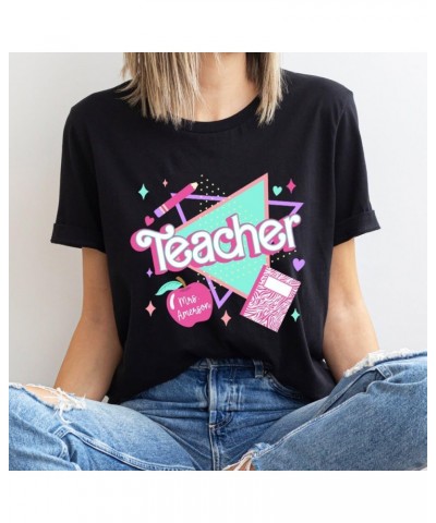 Personalized Teacher Shirt - Custom Name Grade Pink 80s 90s Teacher Back to School T-Shirt Royal $13.70 T-Shirts