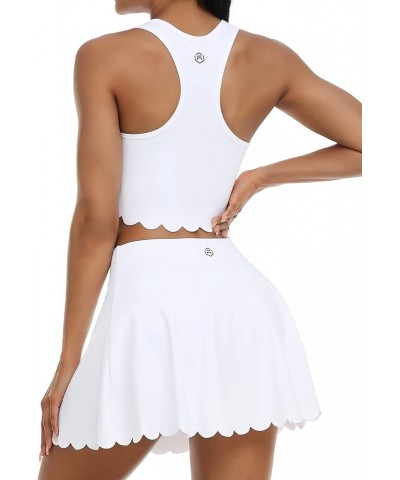 2 Piece Tennis Dresses for Women Athletic Workout Dress with Shorts and Pockets White $19.46 Activewear