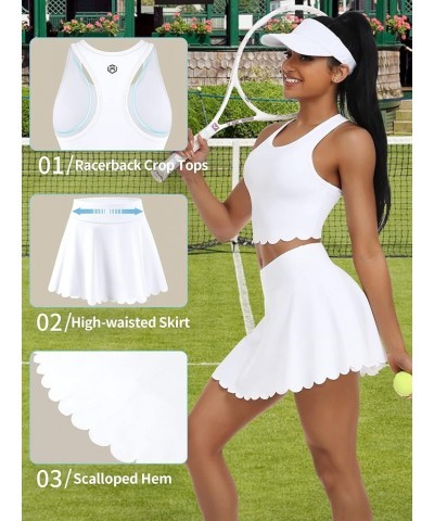 2 Piece Tennis Dresses for Women Athletic Workout Dress with Shorts and Pockets White $19.46 Activewear