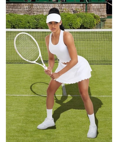 2 Piece Tennis Dresses for Women Athletic Workout Dress with Shorts and Pockets White $19.46 Activewear