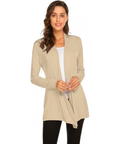 Womens Casual Lightweight Long Sleeve Cardigan Soft Drape Open Front Fall Dusters (S-3XL) New-beige $13.60 Sweaters