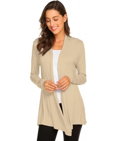 Womens Casual Lightweight Long Sleeve Cardigan Soft Drape Open Front Fall Dusters (S-3XL) New-beige $13.60 Sweaters