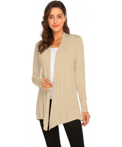 Womens Casual Lightweight Long Sleeve Cardigan Soft Drape Open Front Fall Dusters (S-3XL) New-beige $13.60 Sweaters