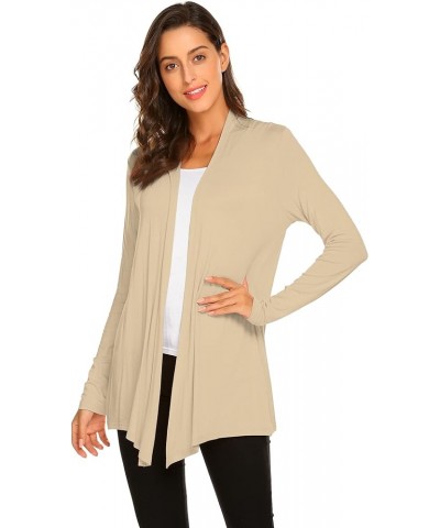 Womens Casual Lightweight Long Sleeve Cardigan Soft Drape Open Front Fall Dusters (S-3XL) New-beige $13.60 Sweaters