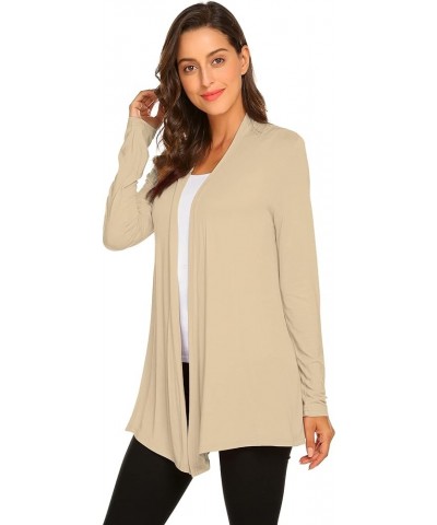 Womens Casual Lightweight Long Sleeve Cardigan Soft Drape Open Front Fall Dusters (S-3XL) New-beige $13.60 Sweaters