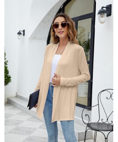 Womens Casual Lightweight Long Sleeve Cardigan Soft Drape Open Front Fall Dusters (S-3XL) New-beige $13.60 Sweaters