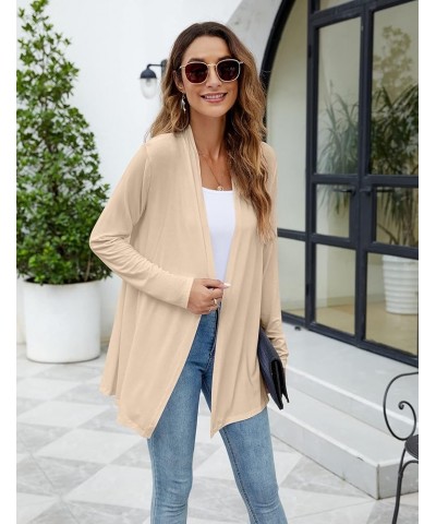 Womens Casual Lightweight Long Sleeve Cardigan Soft Drape Open Front Fall Dusters (S-3XL) New-beige $13.60 Sweaters