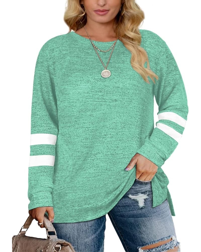 Plus-Size-Sweatshirts for Women Casual Loose Fit Tunic Tops with Pockets Light Green $14.26 Tops