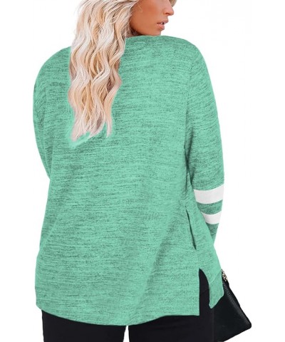 Plus-Size-Sweatshirts for Women Casual Loose Fit Tunic Tops with Pockets Light Green $14.26 Tops