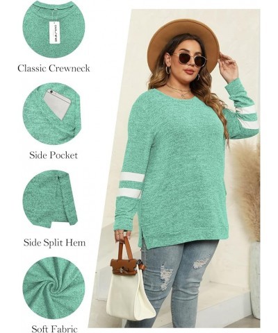 Plus-Size-Sweatshirts for Women Casual Loose Fit Tunic Tops with Pockets Light Green $14.26 Tops