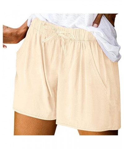 Shorts for Women high Waisted Casual Shorts Drawstring Elastic Waist Comfy Shorts Summer Pull On Short with Pockets A2khaki $...