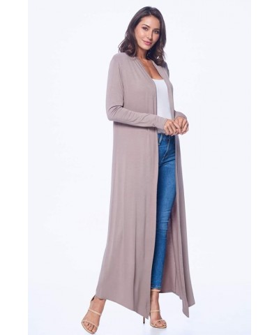 Women's Maxi Cardigan – Casual Long Flowy Open Front Floor Length Drape Lightweight Duster Sweater Made in USA Mocha $14.00 S...