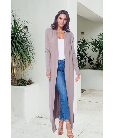 Women's Maxi Cardigan – Casual Long Flowy Open Front Floor Length Drape Lightweight Duster Sweater Made in USA Mocha $14.00 S...